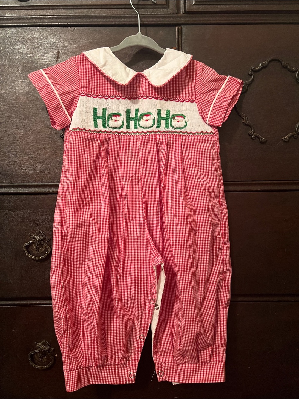 Red Gingham 'HO HO HO' One-Piece for Kids